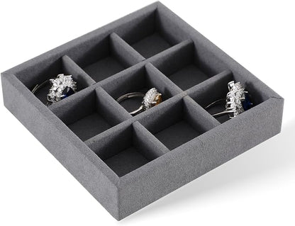 Dark Blue Jewelry Display Tray Ring Necklace Earring Bangle Organizer by Yinbeini