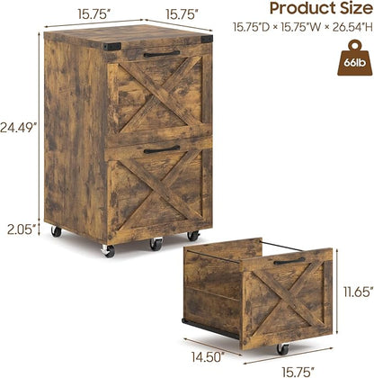 Halitaa Farmhouse 2 Drawer Small File Cabinet - Image 3