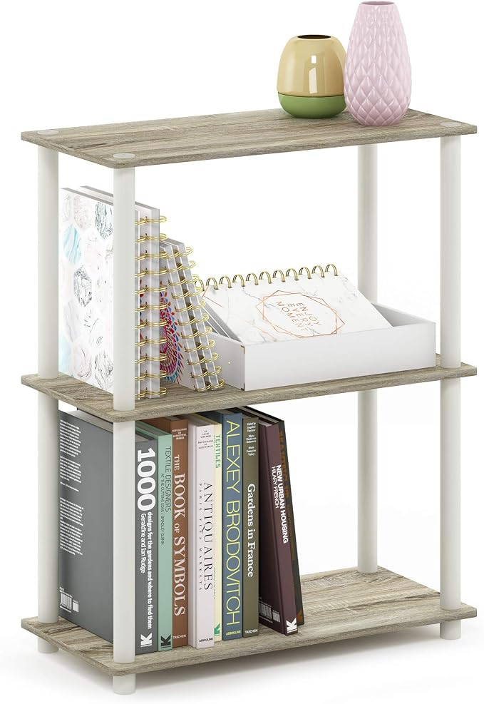 Furinno TURN-N-TUBE Storage Shelves, 3-Tier Book Shelf, Corner Shelf, Toolless by Furinno-FitsYourSpaceFitsYourBudget