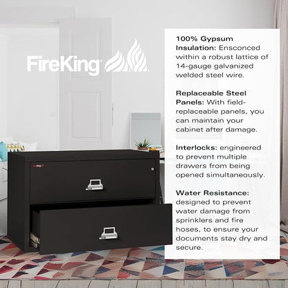 Fireking Fireproof Lateral File Cabinet, 27.75" H x 44.5" W x 22.13" D - Image 5