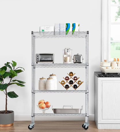 PayLessHere | 4-Tier Wire Shelf | 36"x14"x62" | Chrome | Adjustable Racks | - Image 4