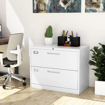 Lateral File Cabinet with Lock, 2 Drawer Large Metal Filing Cabinet, Home - Image 2