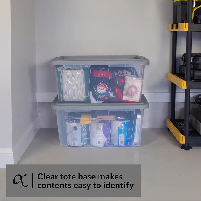 CX BLACK & YELLOW, 27-Gallon Heavy Duty Clear Storage Container & Snap-Tight Lid - Image 4