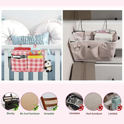 Surblue Bedside Caddy Hanging Bed Organizer Storage Bag Pocket - Image 4