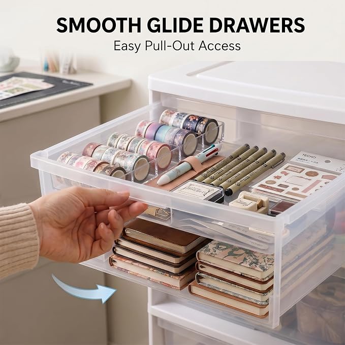 3 Drawer Storage Tower, Wide Plastic Floor Organizer - Image 8