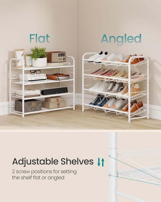 SONGMICS Stackable Shoe Rack, 4 Tier Metal Shoes Rack Storage Shelf, Holds up - Image 3