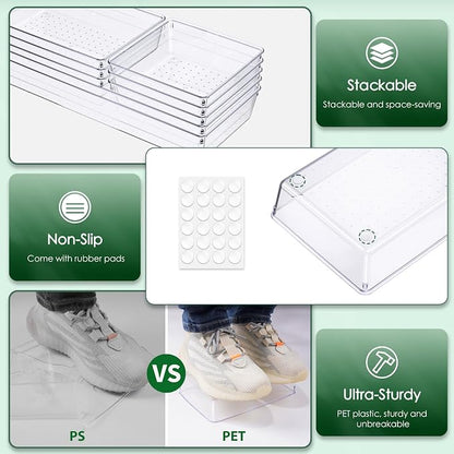 Criusia Drawer Organizer Set, Acrylic Non Slip Non Cracking Kitchen Drawer - Image 2