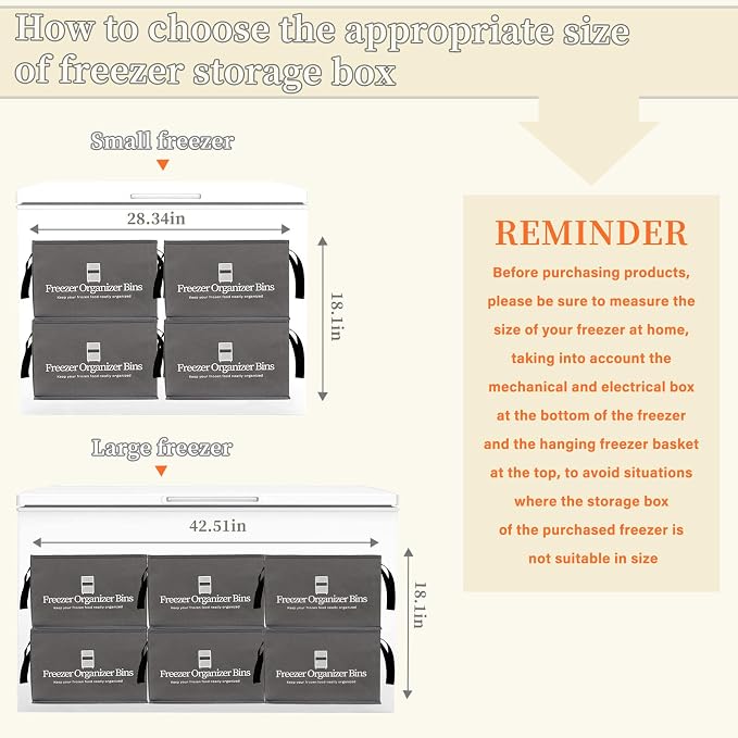 Flenpptly Freezer Organizer Bins, 4 Pack Freezer Storage Bins, Dark Grey | - Image 6