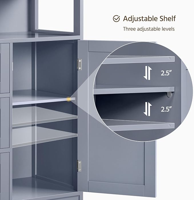 Yaheetech Bathroom Storage Cabinet Bathroom Floor Cabinet Freestanding Storage - Image 4