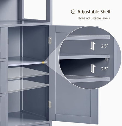 Yaheetech Bathroom Storage Cabinet Bathroom Floor Cabinet Freestanding Storage - Image 4