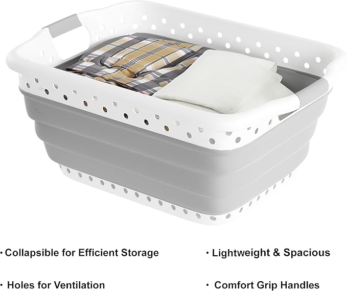 Lavish Home Collapsible Plastic Laundry Basket - Image 3