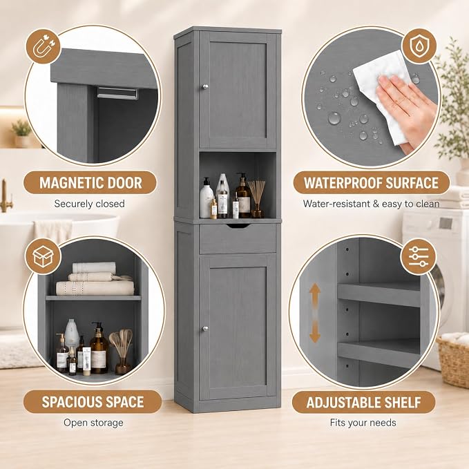 Walsunny Tall Bathroom Storage Cabinet - Image 4