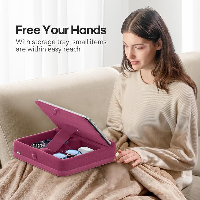 KDD Tablet Pillow Stand with Storage, Foldable iPad Holder - Image 2