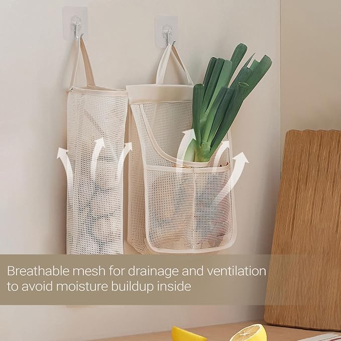 6pcs Reusable Breathable Hanging Storage Mesh Bags | Onion Bags Mesh Garlic Net - Image 5