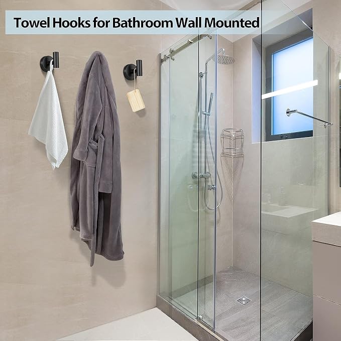 Kruodop Towel Hooks for Bathroom, 2 Packs Wall Mount Towel Holder, Stainless - Image 4