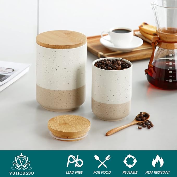 vancasso Sabine Ceramic Canister - 36 oz Kitchen Storage Container - Image 3