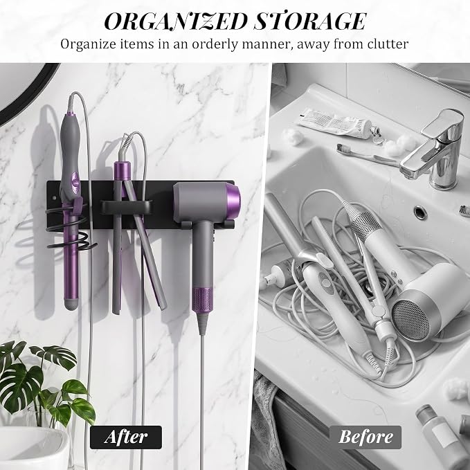 Hair Tool Organizer Wall Mount, Bathroom Storage Rack - Image 2