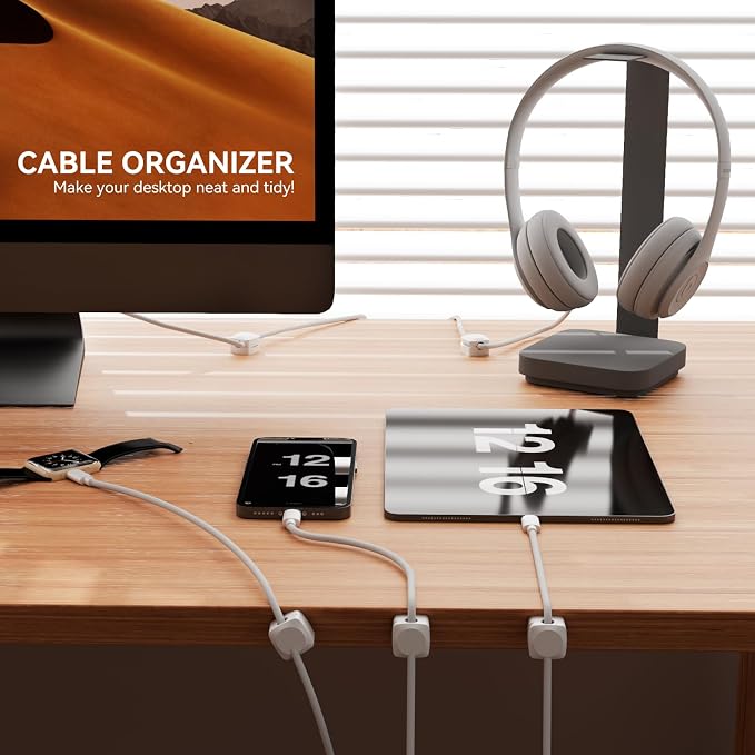 Rotatable Cord Organizer, Enhanced Spring Cable Clips, Strong Adhesive Cable - Image 3