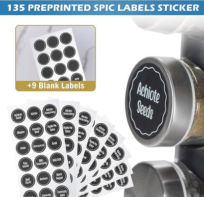 Tianifa Black Countertop Revolving Spice Rack, Empty 20-Jars Rotating Spice - Image 4