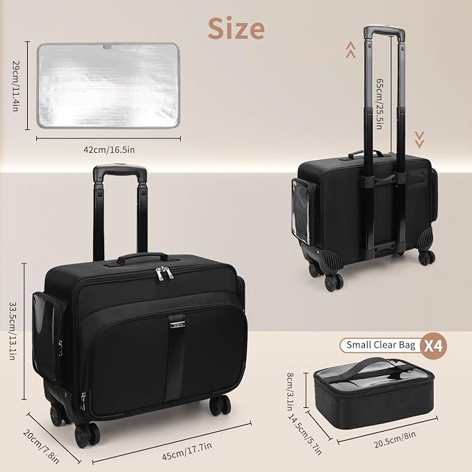 Large Rolling Makeup Case，Professional Makeup Artist Bag - Image 3