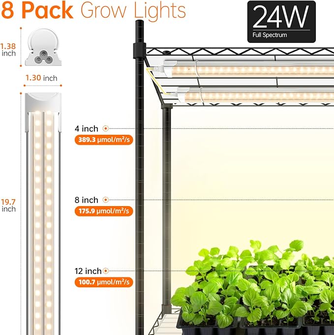 Bstrip DIY Plant Shelf with Grow Light, Grow Light Shelf with Adjustable Rack - Image 6