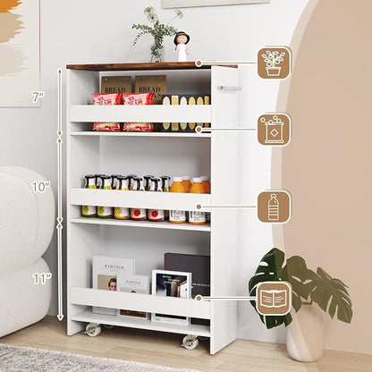 Slim Rolling Storage Cart, 4 Tier Narrow Kitchen Cart - Image 8