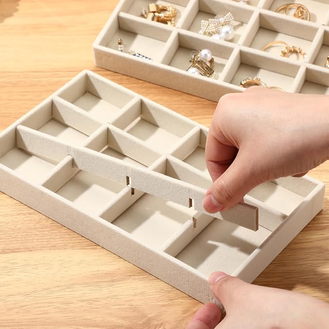 Highergo 8 Pcs Velvet Jewelry Trays Stackable Drawers Organizer Ring Earring - Image 5