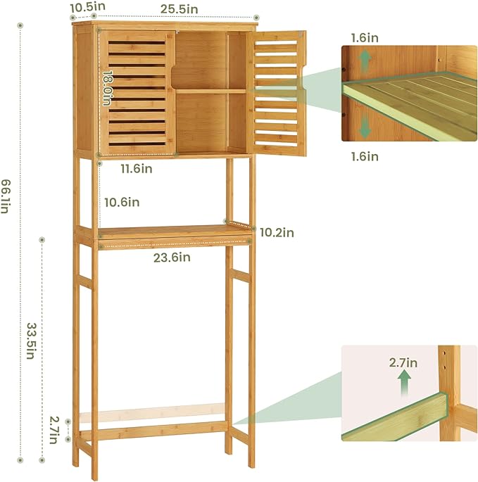 Over The Toilet Storage Cabinet, Tall Bathroom Cabinet Organizer - Image 2