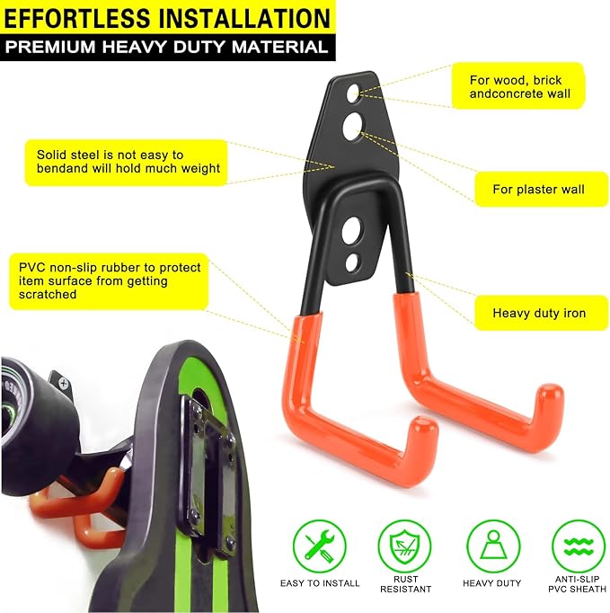 28 Pack Heavy Duty Garage Hooks, Utility Wall Mounted Storage System, - Image 2