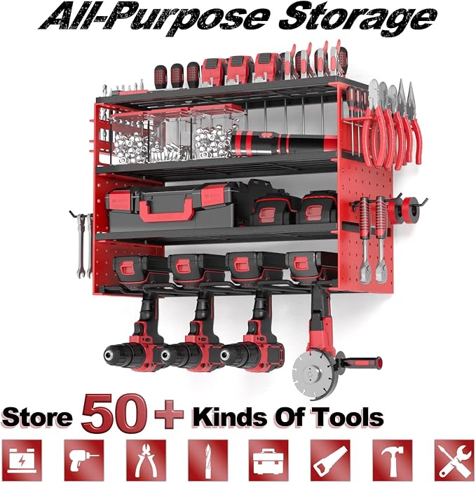 Power Tool Organizer Wall Mount, Cordless Drill Hanger Storage Rack 8 Drill - Image 6