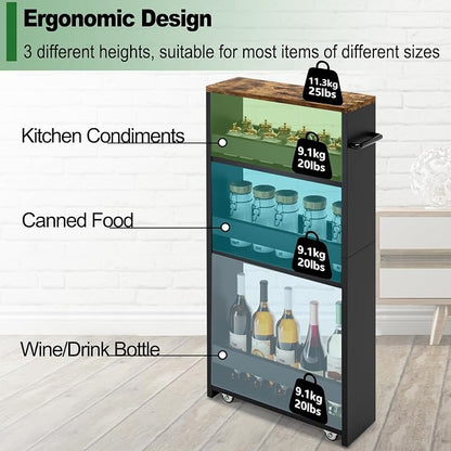 MARTY Rolling Storage Cart 4-Tier Black Kitchen Cart - Image 3