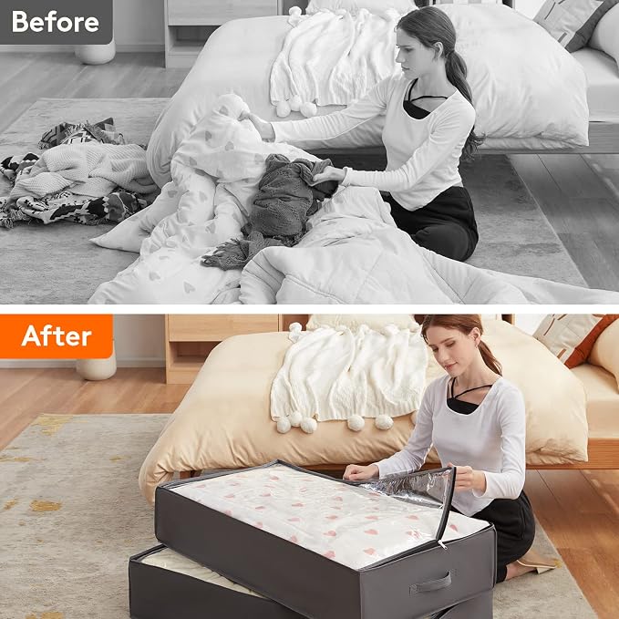 Lifewit 95L 3 Pack Under Bed Storage Containers, Large Capacity Blanket Storage - Image 9