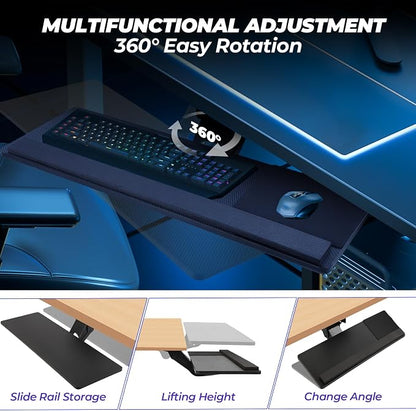 FAHKNS Keyboard Tray Under Desk，Multi-Function Keyboard Tray Adjustable - Image 3