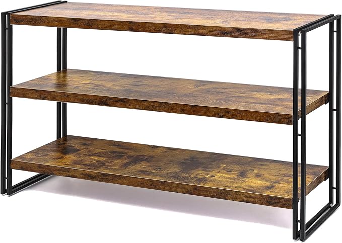 HCHQHS 3-Tier Rustic Wood and Metal Industrial Bookshelf by HCHQHS