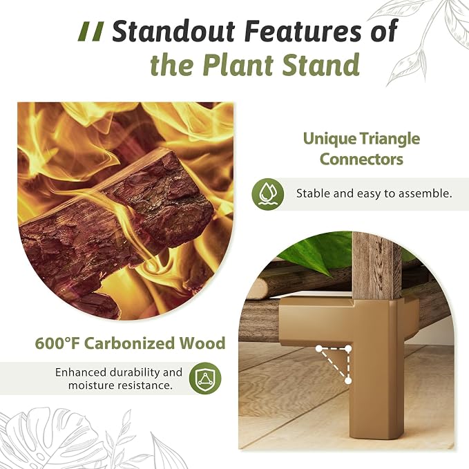 GENTINGBRO Plant Stand Indoor Outdoor 62.2“ Tall Plant Shelf Large Tiered - Image 4