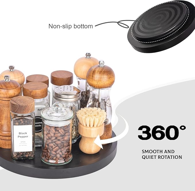 Wood Lazy Susan Organizer Kitchen Turntable - Image 4