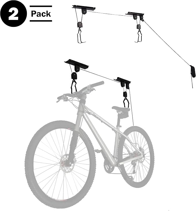 Bike Hanger - Overhead Hoist Pulley System - Secure Garage Ceiling Storage by - Image 4