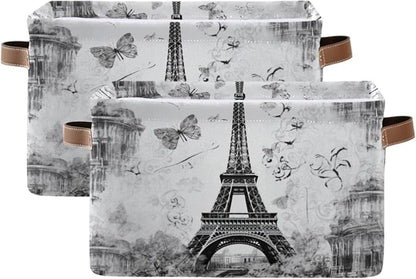 YETTASBIN Paris Eiffel Tower Storage Basket 1pc, Large Collapsible Toys Clothes - Image 2