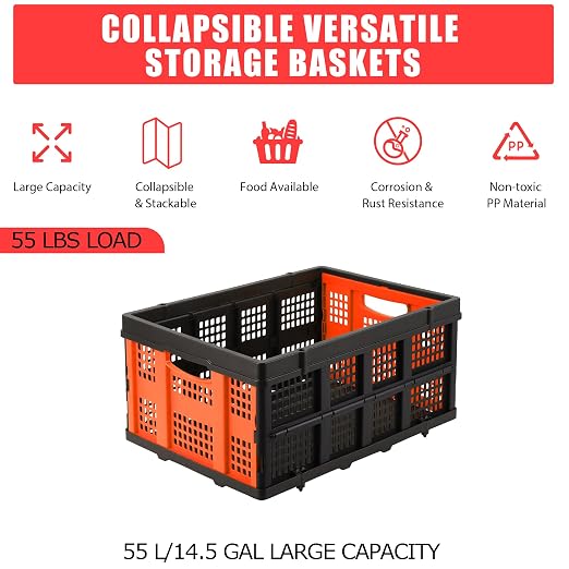 Garvee Collapsible Crate, 55L Foldable Plastic Milk Crate - Image 5