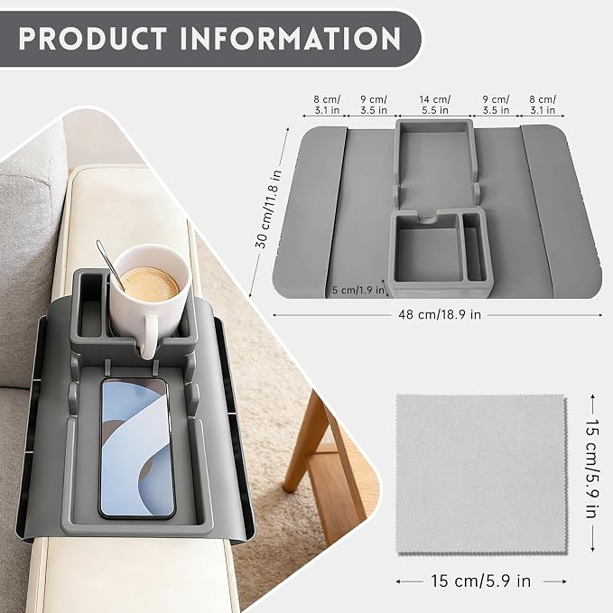 2Pcs Couch Cup Holder Tray, Large Anti-Slip Couch Cups Holder - Image 4