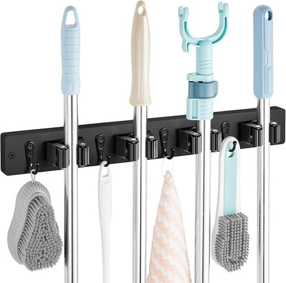 Black Mop Broom Holder Wall Mount by OUTNILI
