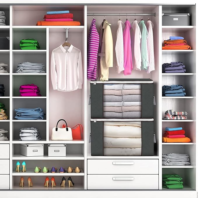 Large Storage Bags, 8 Pack Clothes Storage Bins Foldable Closet Organizers - Image 7