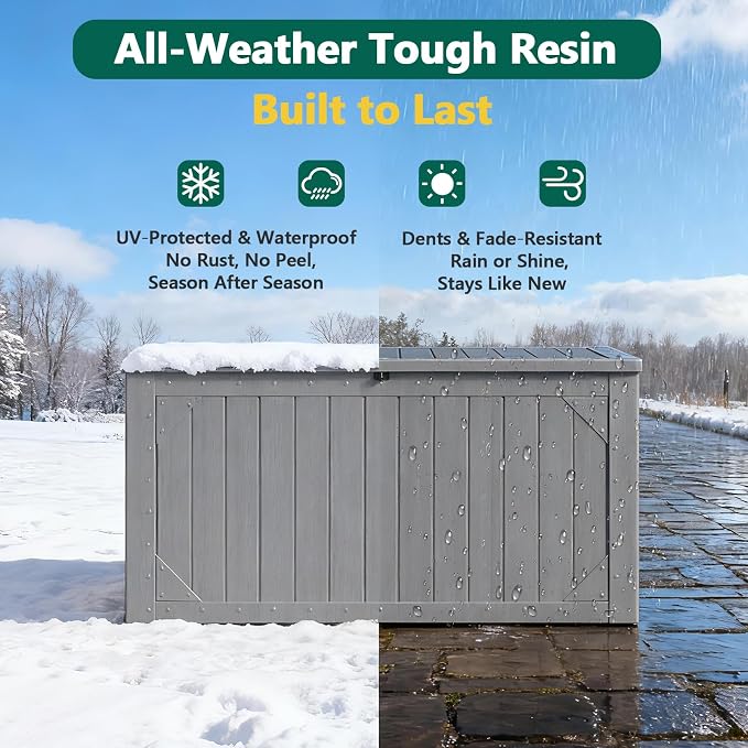 Outdoor Storage Box, 98 Gallon Deck Box, Outdoor Storage Bench, Waterproof - Image 4