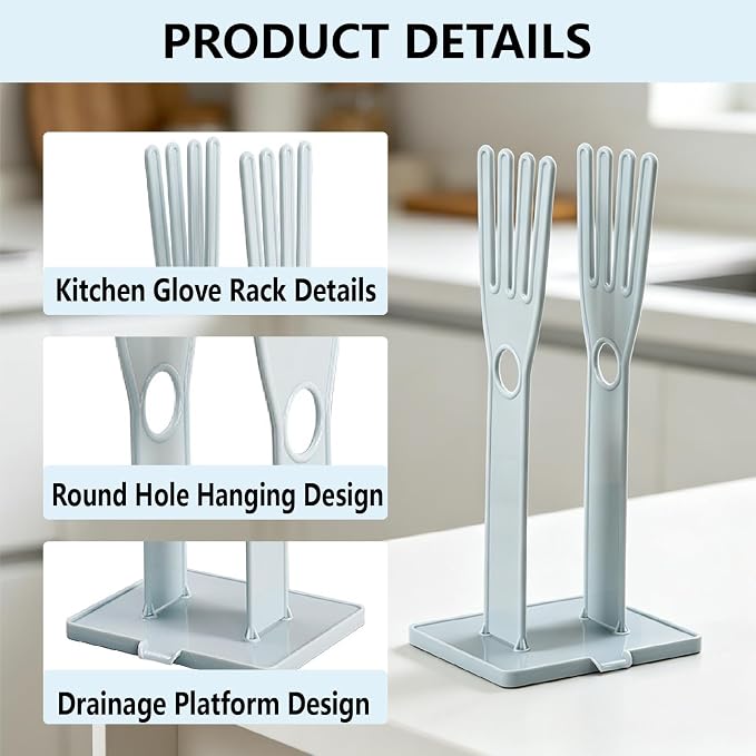 Kitchen Gloves Holder, Reusable Plastic Glove Drying Rack, Rubber Mitten Dryer - Image 3