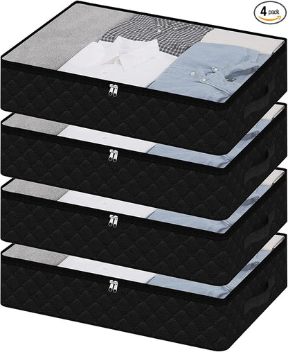 Fixwal 4 Pack Black Underbed Storage Bags by Fixwal