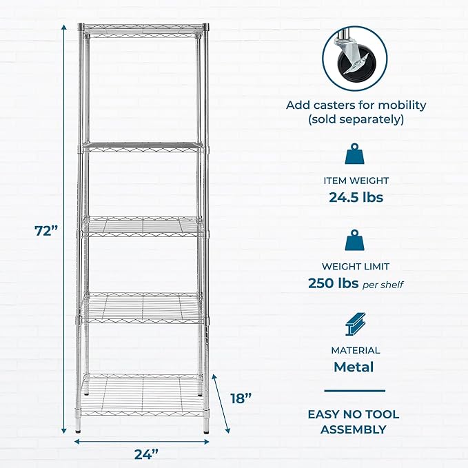 5-Tier Deep Shelf, 250 lb/Shelf, mixing bowls and bulk food containers - Image 7