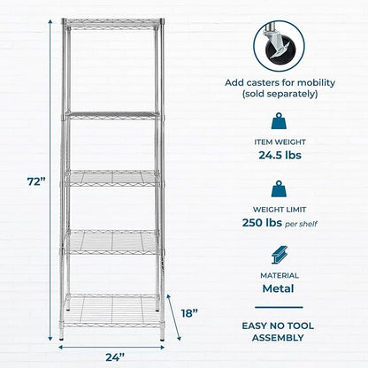 5-Tier Deep Shelf, 250 lb/Shelf, mixing bowls and bulk food containers - Image 7