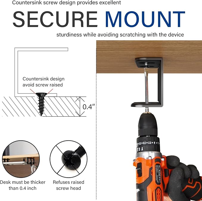 BYMECOST Under Desk Laptop Mount, Metal Under Desk Storage Holder, - Image 8
