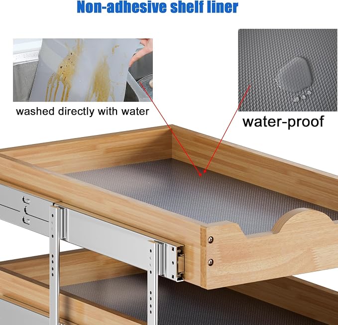 DINDON 3 Tier Pull Out Cabinet Organizer 14”W X21”D Slide Out Shelves - Image 5