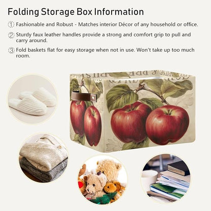Vintage Apples Foldable Storage Basket - Image 5
